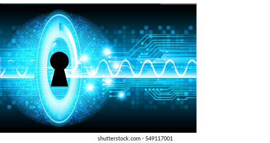 Safety concept, Closed Padlock on digital, cyber security, Blue abstract hi speed internet technology background illustration. key. vector