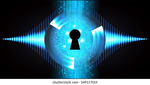 Safety concept, Closed Padlock on digital, cyber security, Blue abstract hi speed internet technology background illustration. key. vector
