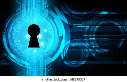 Safety concept, Closed Padlock on digital, cyber security, Blue abstract hi speed internet technology background illustration. key. vector