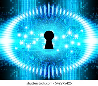 Safety concept, Closed Padlock on digital, cyber security, Blue abstract hi speed internet technology background illustration. key. vector