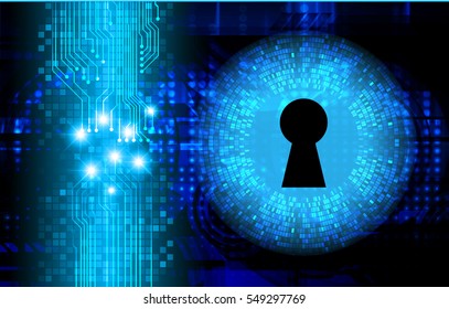 Safety concept, Closed Padlock on digital, cyber security, Blue abstract hi speed internet technology background illustration. key. vector