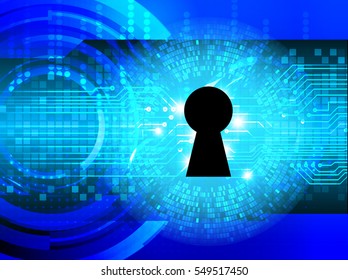 Safety concept, Closed Padlock on digital, cyber security, Blue abstract hi speed internet technology background illustration. key. vector