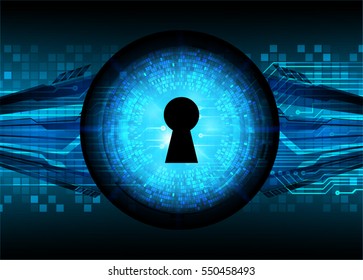 Safety concept, Closed Padlock on digital, cyber security, Blue abstract hi speed internet technology background illustration. key. vector