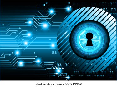 Safety concept, Closed Padlock on digital, cyber security, Blue abstract hi speed internet technology background illustration. key. vector