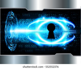 Safety concept, Closed Padlock on digital, cyber security, Blue abstract hi speed internet technology background illustration. key. vector
