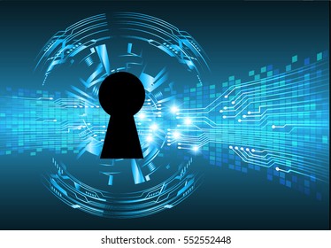 Safety concept, Closed Padlock on digital, cyber security, Blue abstract hi speed internet technology background illustration. key. vector