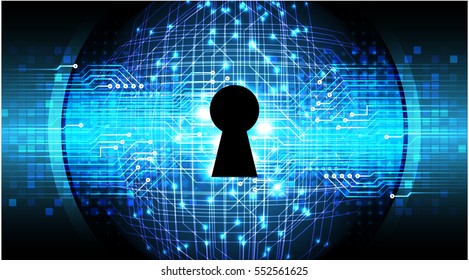 Safety concept, Closed Padlock on digital, cyber security, Blue abstract hi speed internet technology background illustration. key. vector