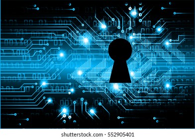 Safety concept, Closed Padlock on digital, cyber security, Blue abstract hi speed internet technology background illustration. key. vector