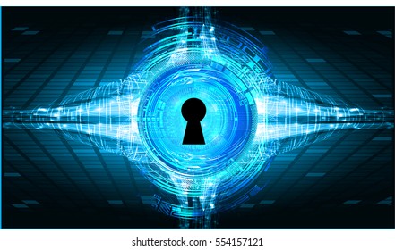 Safety concept, Closed Padlock on digital, cyber security, Blue abstract hi speed internet technology background illustration. key. vector