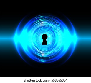 Safety concept, Closed Padlock on digital, cyber security, Blue abstract hi speed internet technology background illustration. key. vector