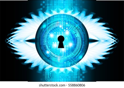 Safety concept, Closed Padlock on digital, cyber security, Blue abstract hi speed internet technology background illustration. key. vector