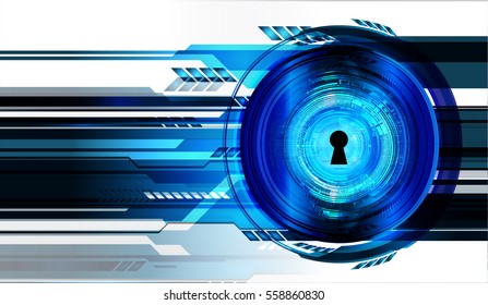 Safety concept, Closed Padlock on digital, cyber security, Blue abstract hi speed internet technology background illustration. key. vector