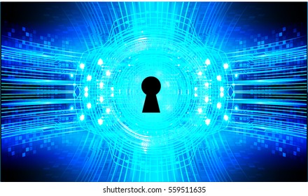 Safety concept, Closed Padlock on digital, cyber security, Blue abstract hi speed internet technology background illustration. key. vector