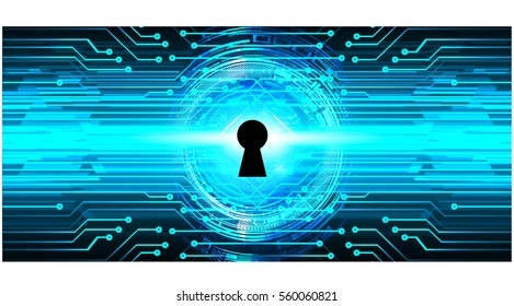 Safety concept, Closed Padlock on digital, cyber security, Blue abstract hi speed internet technology background illustration. key. vector