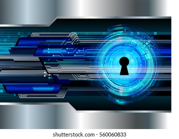 Safety concept, Closed Padlock on digital, cyber security, Blue abstract hi speed internet technology background illustration. key. vector