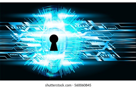 Safety concept, Closed Padlock on digital, cyber security, Blue abstract hi speed internet technology background illustration. key. vector