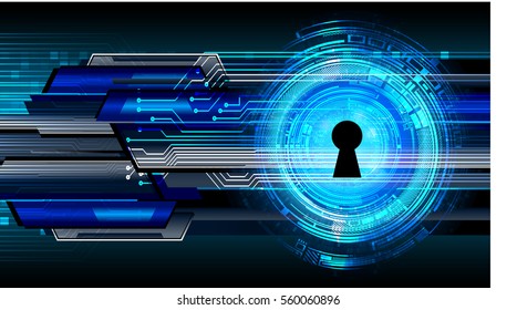 Safety concept, Closed Padlock on digital, cyber security, Blue abstract hi speed internet technology background illustration. key. vector