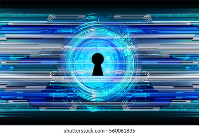 Safety concept, Closed Padlock on digital, cyber security, Blue abstract hi speed internet technology background illustration. key. vector