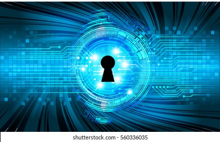 Safety concept, Closed Padlock on digital, cyber security, Blue abstract hi speed internet technology background illustration. key. vector