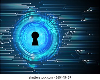 Safety concept, Closed Padlock on digital, cyber security, Blue abstract hi speed internet technology background illustration. key. vector