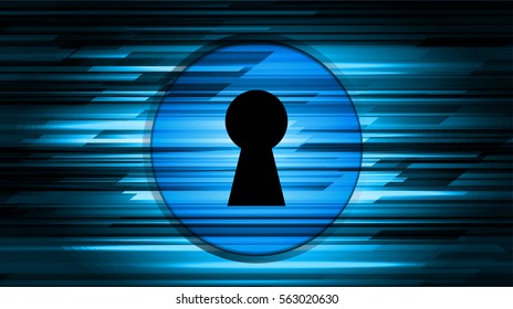 Safety concept, Closed Padlock on digital, cyber security, Blue abstract hi speed internet technology background illustration. key. vector