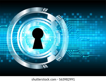 Safety concept, Closed Padlock on digital background, cyber security, Blue abstract hi speed internet technology background illustration. key vector