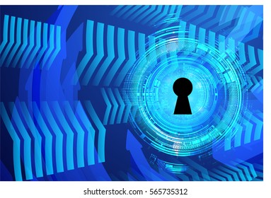 Safety concept, Closed Padlock on digital background, cyber security, Blue abstract hi speed internet technology background illustration. key vector