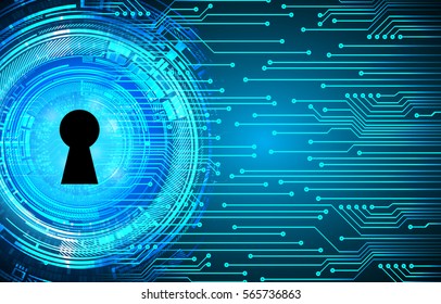 Safety concept, Closed Padlock on digital background, cyber security, Blue abstract hi speed internet technology background illustration. key vector