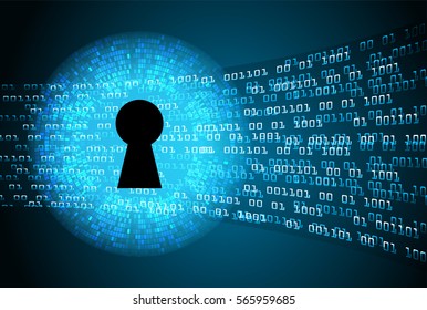 Safety concept, Closed Padlock on digital background, cyber security, Blue abstract hi speed internet technology background illustration. key vector