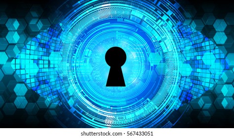 Safety concept, Closed Padlock on digital background, cyber security, Blue abstract hi speed internet technology background illustration. key vector