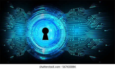 Safety concept, Closed Padlock on digital background, cyber security, Blue abstract hi speed internet technology background illustration. key vector