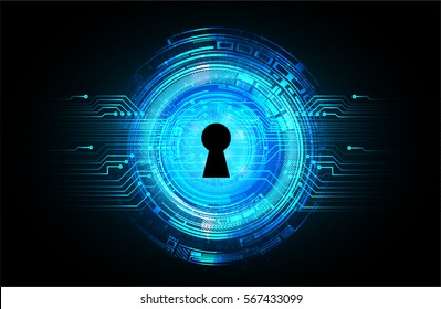 Safety concept, Closed Padlock on digital background, cyber security, Blue abstract hi speed internet technology background illustration. key vector