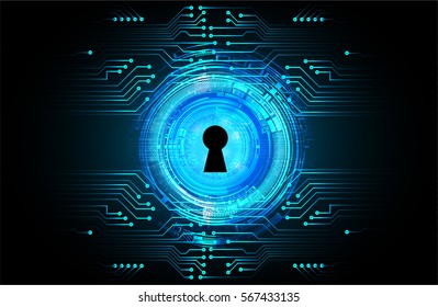 Safety concept, Closed Padlock on digital background, cyber security, Blue abstract hi speed internet technology background illustration. key vector