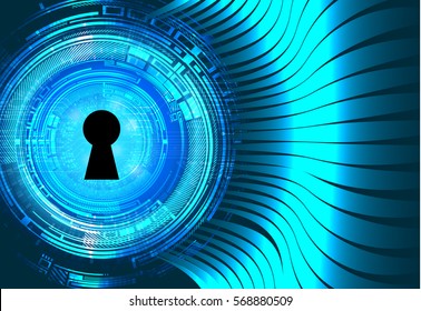 Safety concept, Closed Padlock on digital, cyber security, Blue abstract hi speed internet technology background illustration. key. vector