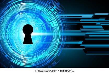 Safety concept, Closed Padlock on digital, cyber security, Blue abstract hi speed internet technology background illustration. key. vector
