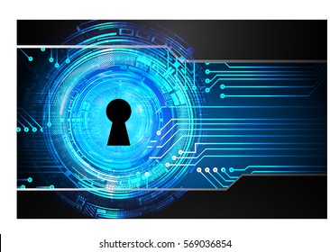 Safety concept, Closed Padlock on digital, cyber security, Blue abstract hi speed internet technology background illustration. key. vector