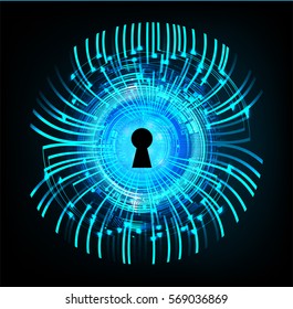 Safety concept, Closed Padlock on digital, cyber security, Blue abstract hi speed internet technology background illustration. key. vector