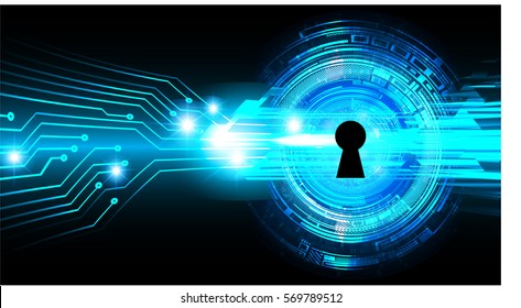 Safety concept, Closed Padlock on digital, cyber security, Blue abstract hi speed internet technology background illustration. key. vector