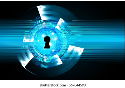 Safety concept, Closed Padlock on digital, cyber security, Blue abstract hi speed internet technology background illustration. key vector