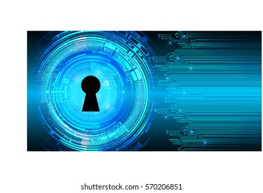 Safety concept, Closed Padlock on digital background, cyber security, Blue abstract hi speed internet technology background illustration. key vector