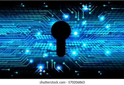 Safety concept, Closed Padlock on digital background, cyber security, Blue abstract hi speed internet technology background illustration. key vector