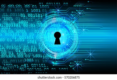 Safety concept, Closed Padlock on digital background, cyber security, Blue abstract hi speed internet technology background illustration. key vector
