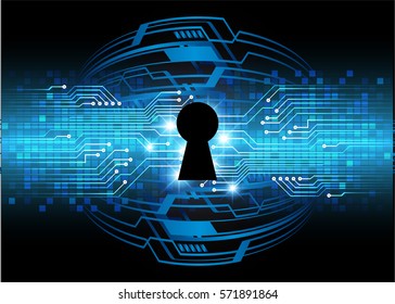 Safety concept, Closed Padlock on digital, cyber security, Blue abstract hi speed internet technology background illustration. key vector