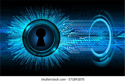 Safety concept, Closed Padlock on digital, cyber security, Blue abstract hi speed internet technology background illustration. key vector