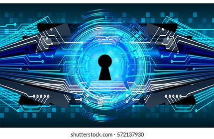 Safety concept, Closed Padlock on digital, cyber security, Blue abstract hi speed internet technology background illustration. key vector