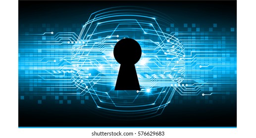 Safety concept, Closed Padlock on digital, cyber security, Blue abstract hi speed internet technology background illustration. key vector