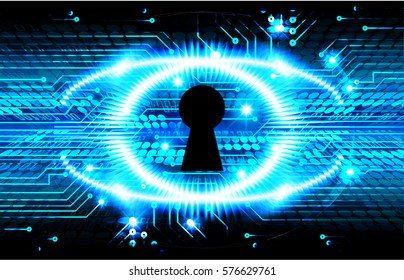 Safety concept, Closed Padlock on digital, cyber security, Blue abstract hi speed internet technology background illustration. key vector