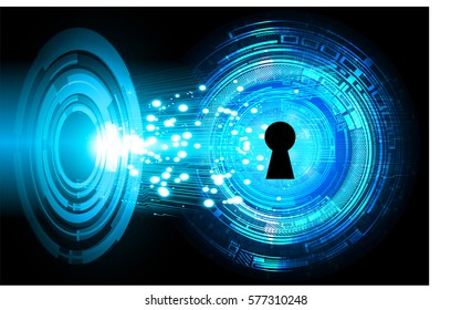 Safety concept, Closed Padlock on digital, cyber security, Blue abstract hi speed internet technology background illustration. key vector