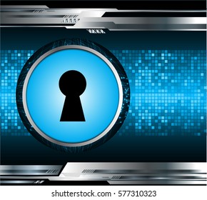 Safety concept, Closed Padlock on digital, cyber security, Blue abstract hi speed internet technology background illustration. key vector