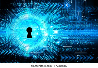 Safety concept, Closed Padlock on digital, cyber security, Blue abstract hi speed internet technology background illustration. key vector